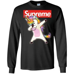 Supreme Unicorn T-shirt Dance Dabbing Unicorn Men Long Sleeve Shirt