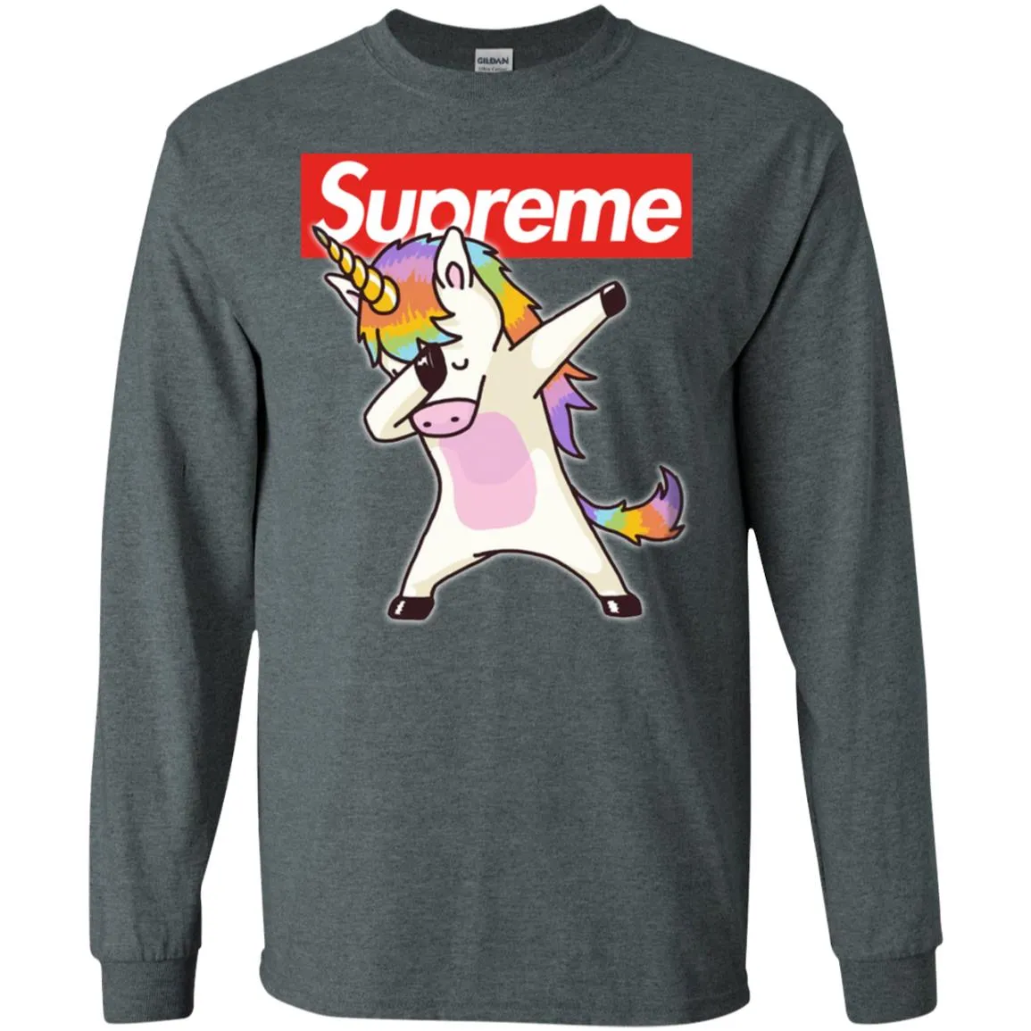 Supreme Unicorn T-shirt Dance Dabbing Unicorn Men Long Sleeve Shirt