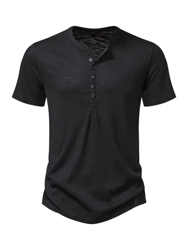 TEEK - Mens Henley Casual Short Sleeve T-Shirt