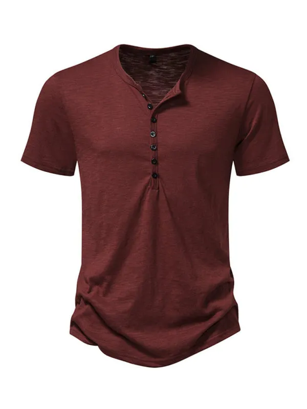 TEEK - Mens Henley Casual Short Sleeve T-Shirt