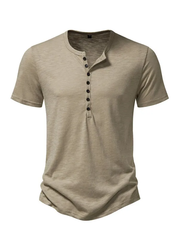 TEEK - Mens Henley Casual Short Sleeve T-Shirt