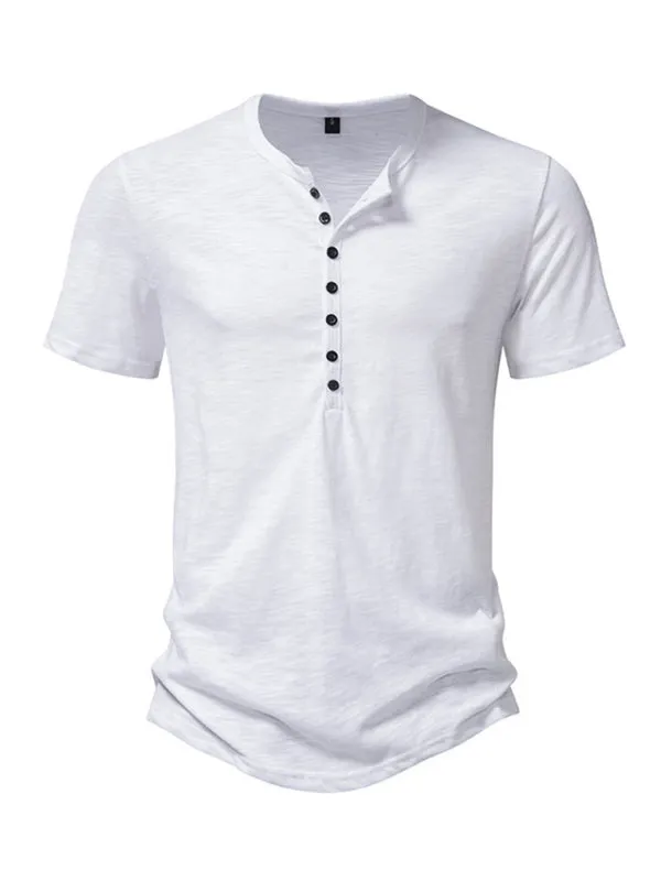 TEEK - Mens Henley Casual Short Sleeve T-Shirt