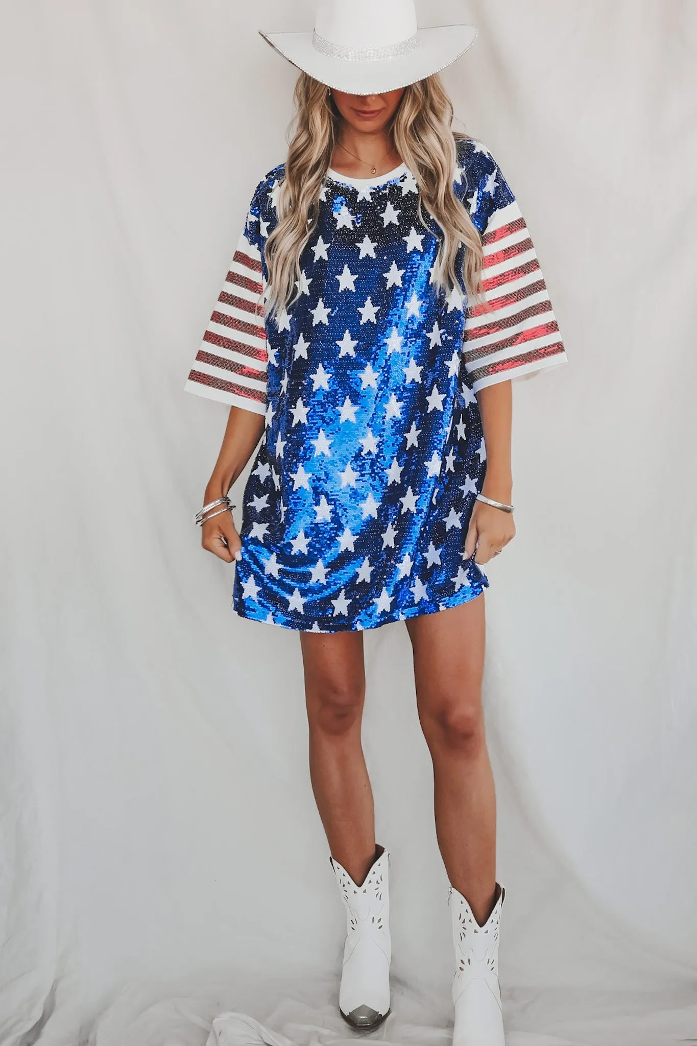 That’s The Spirit American Flag Sequin Tunic Dress