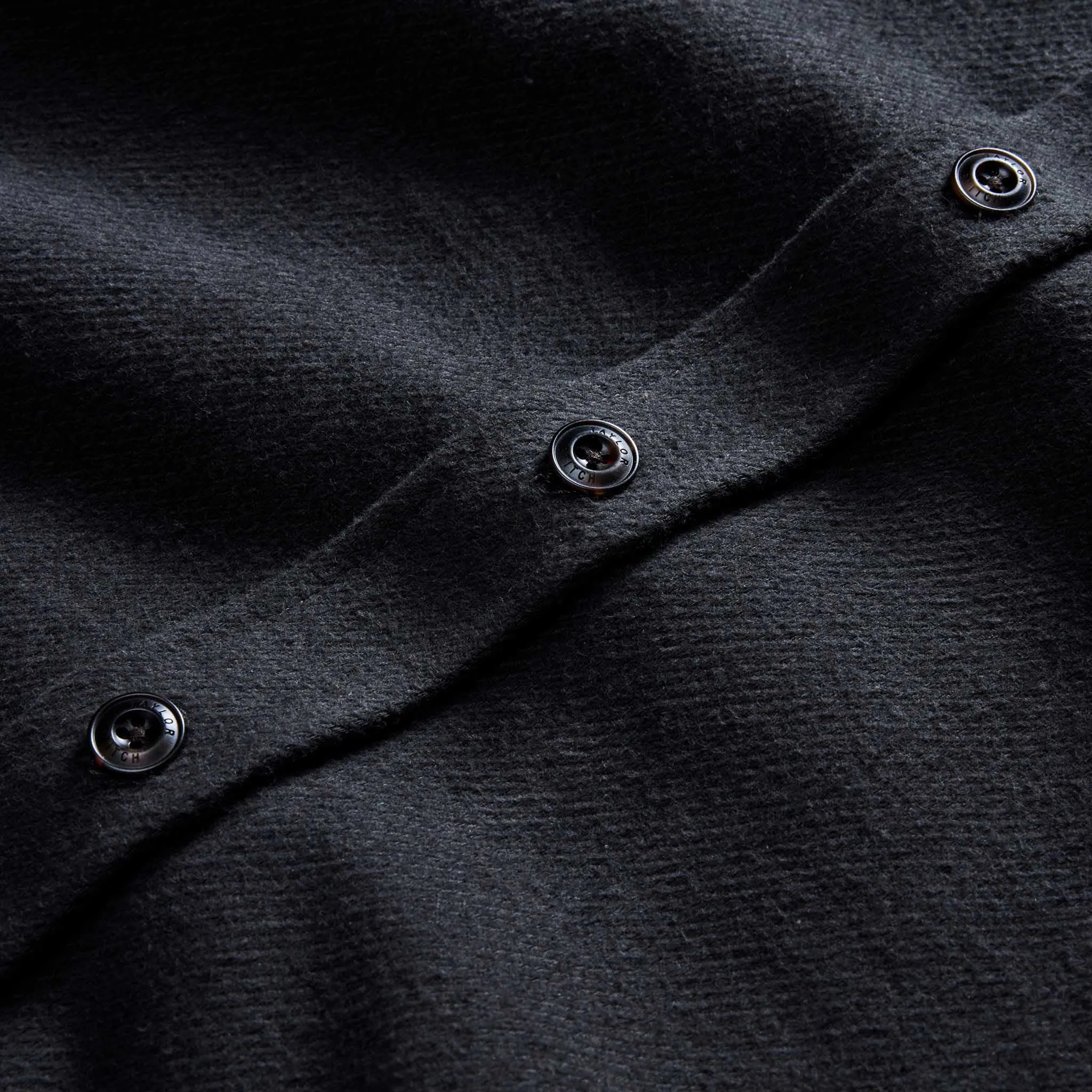 The Maritime Shirt Jacket in Faded Black Moleskin Twill