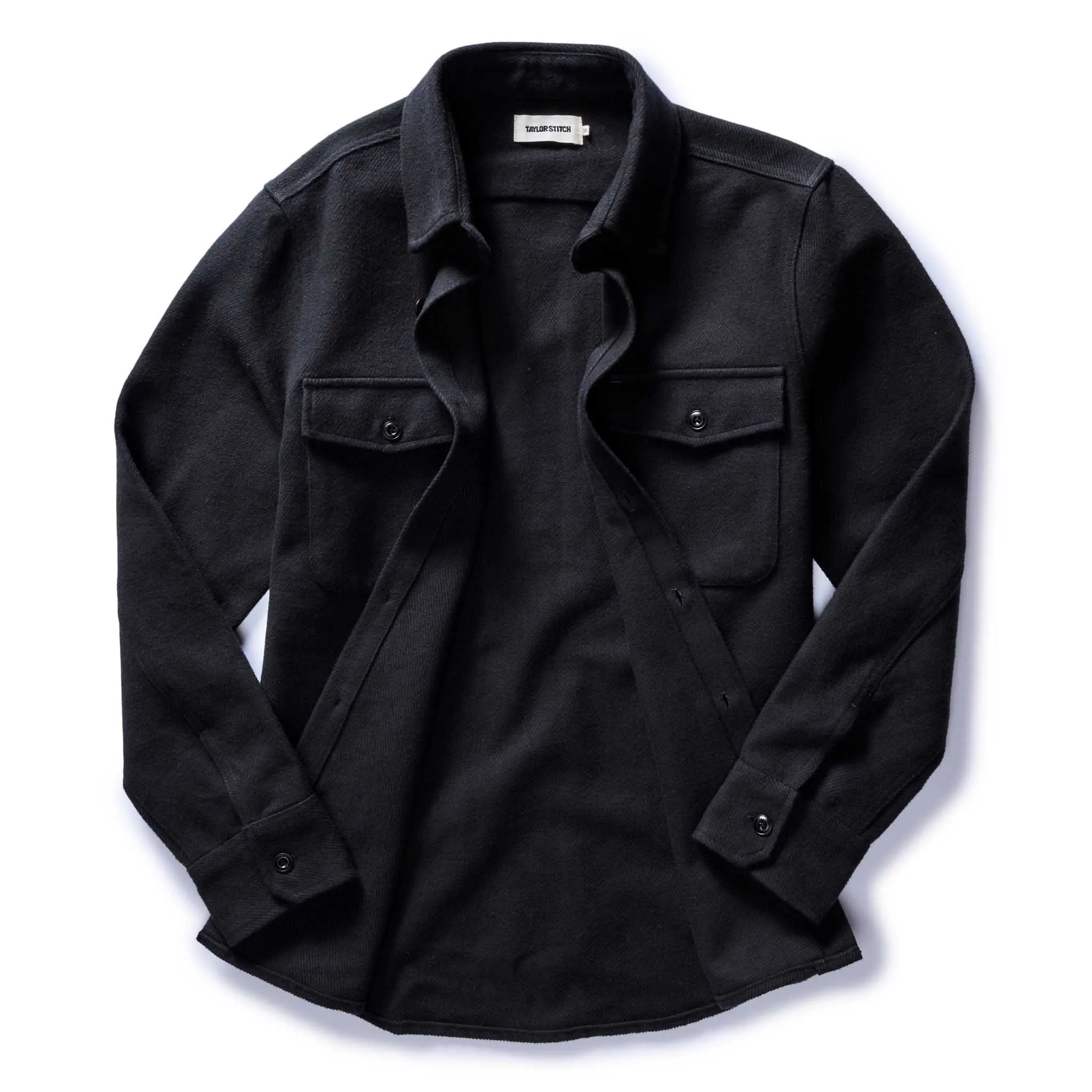 The Maritime Shirt Jacket in Faded Black Moleskin Twill