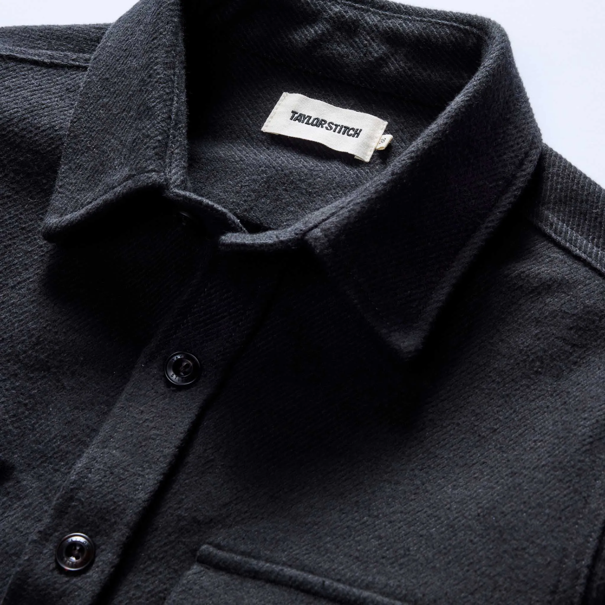 The Maritime Shirt Jacket in Faded Black Moleskin Twill