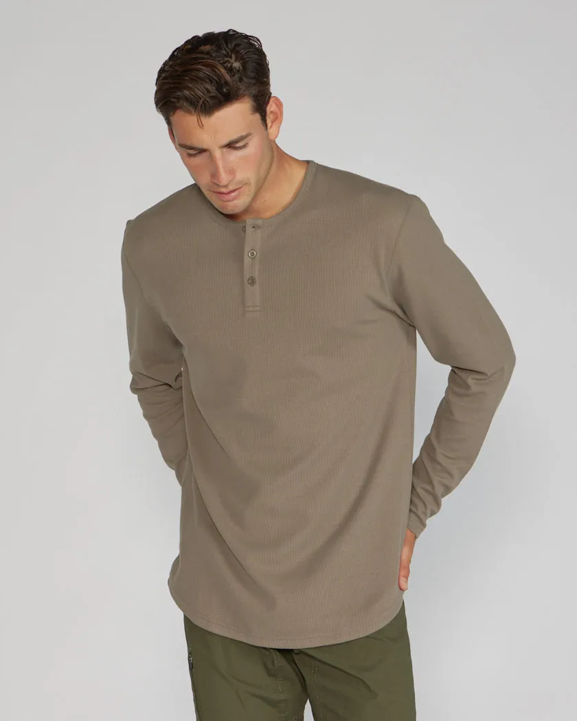 Thermal Henley Drop-Cut Long Sleeve