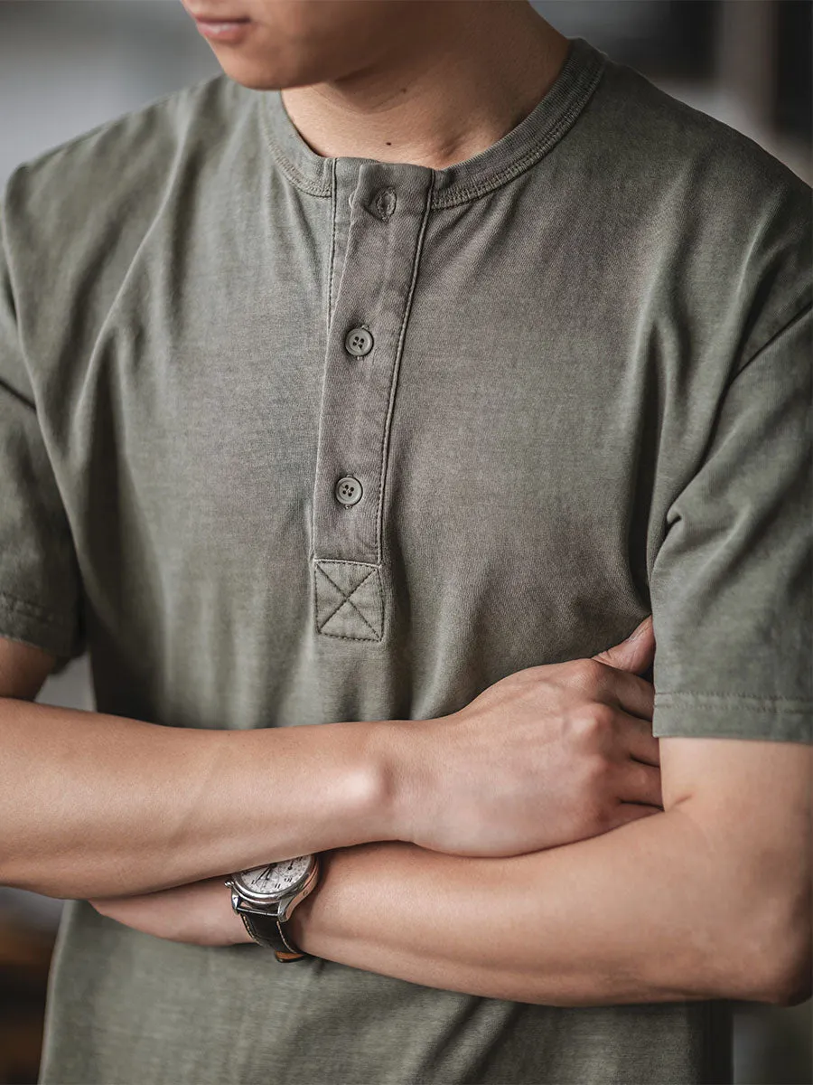 THREE BUTTON HENLEY T-SHIRT