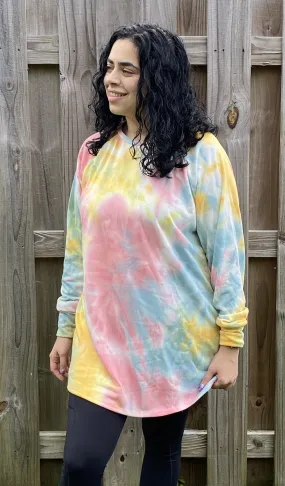 Tie Dye Raglan Tunic, Coral