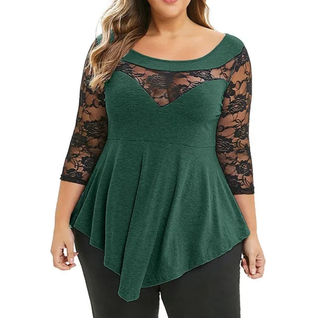 Trendy Casual Half Sleeve Lace Tunic Blouse