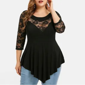 Trendy Casual Half Sleeve Lace Tunic Blouse