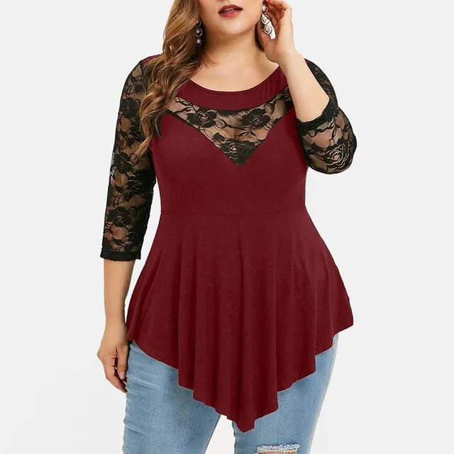 Trendy Casual Half Sleeve Lace Tunic Blouse