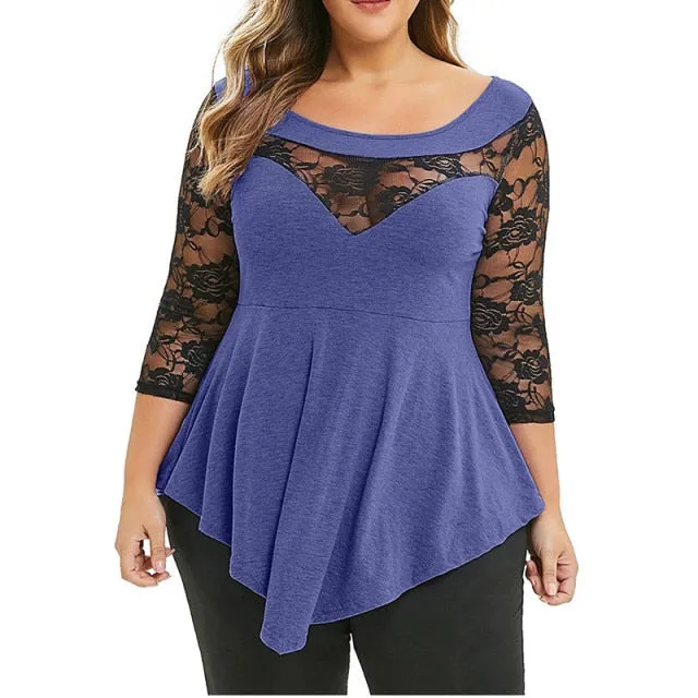 Trendy Casual Half Sleeve Lace Tunic Blouse