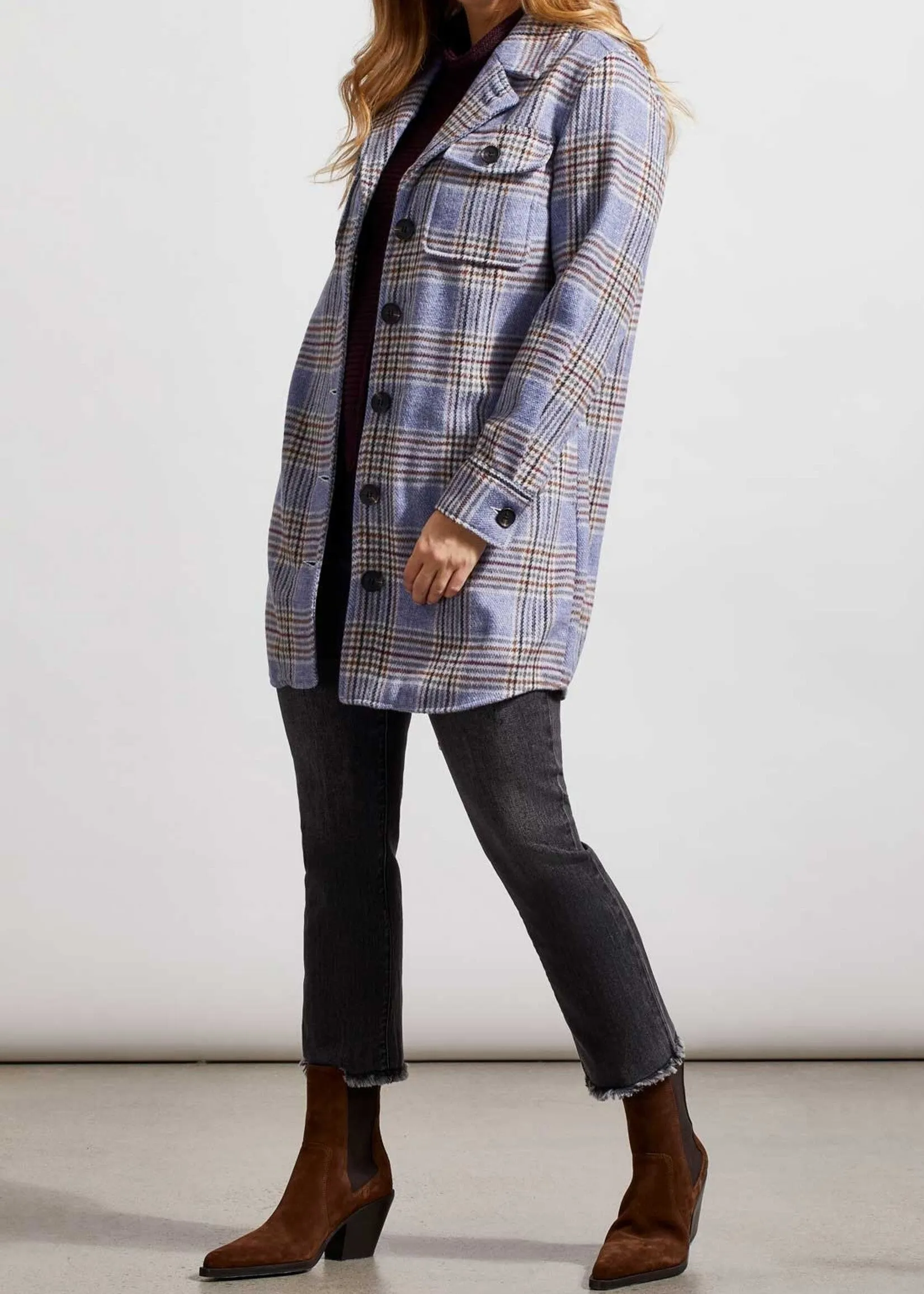 Tribal 71830 Plaid Shacket Jacket