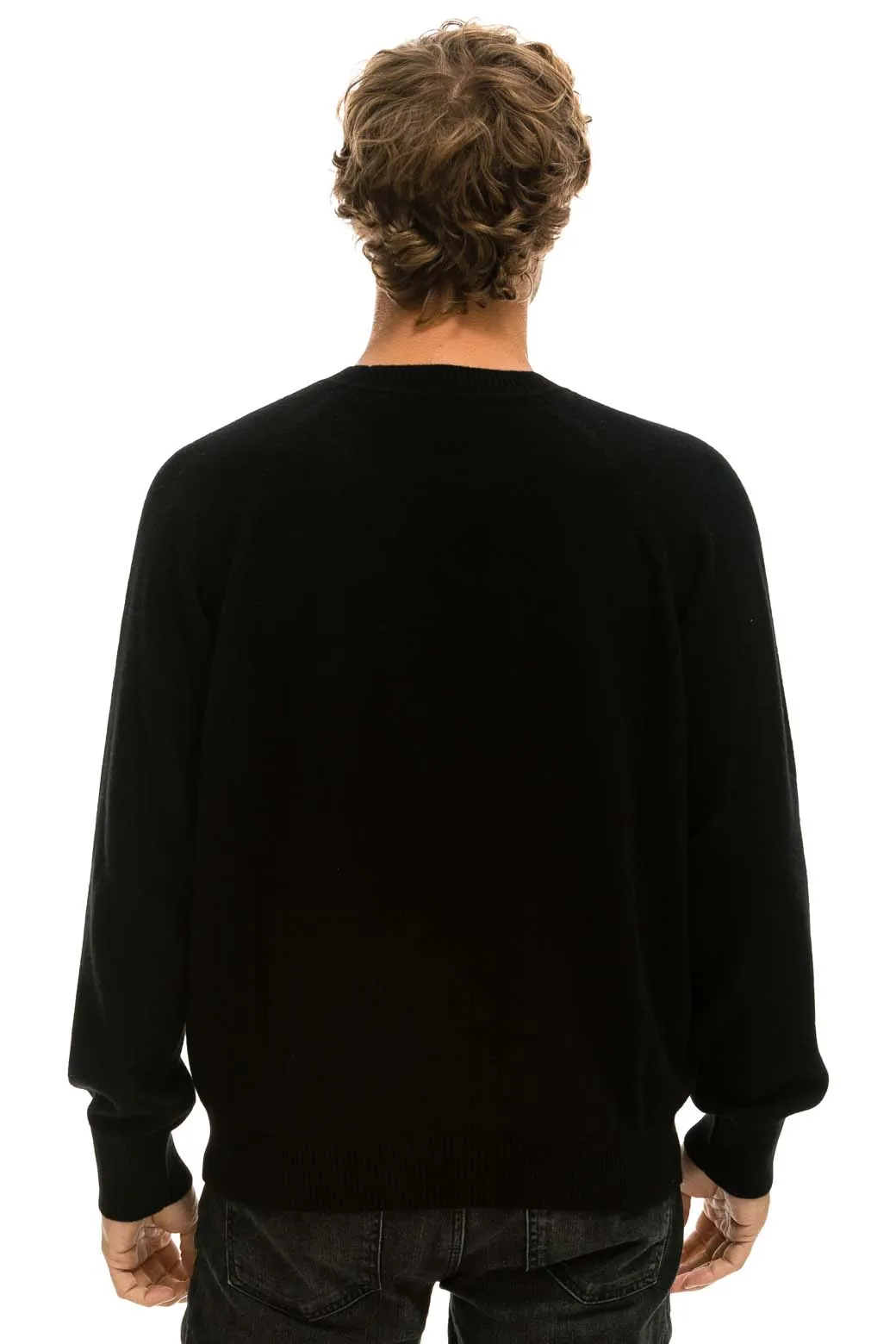 UNISEX BOLT CASHMERE LIGHT SWEATER - BLACK // WHITE BOLT