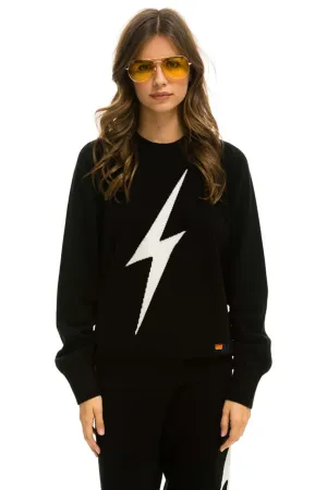 UNISEX BOLT CASHMERE LIGHT SWEATER - BLACK // WHITE BOLT