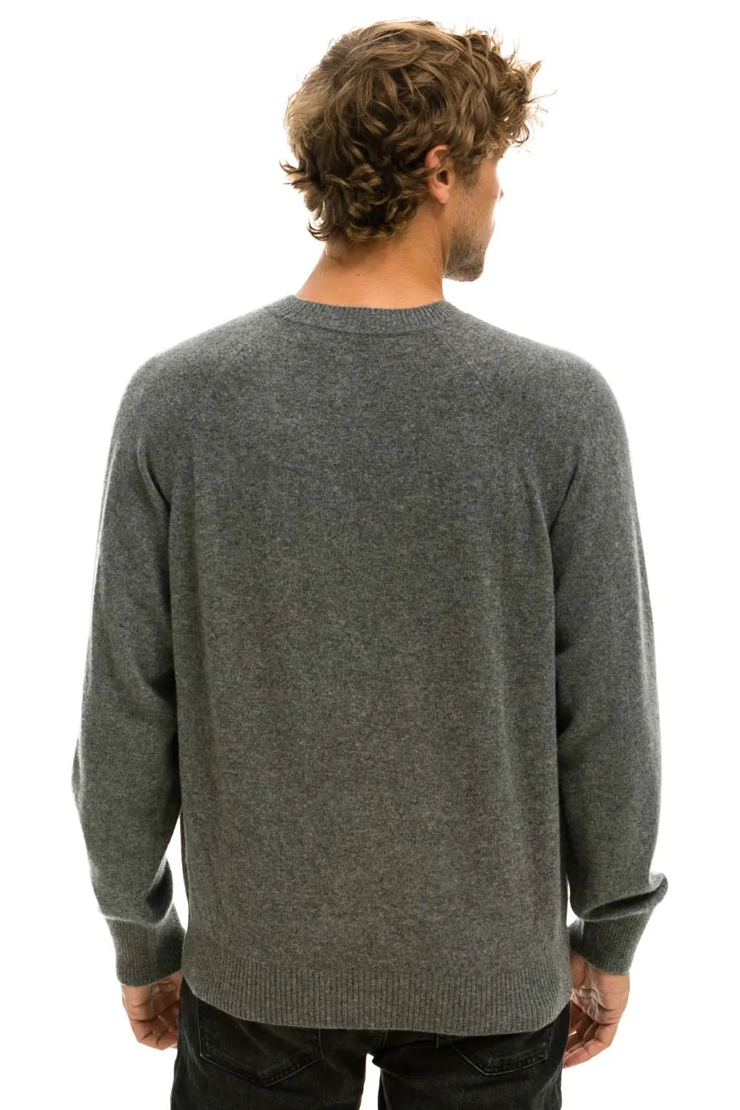 UNISEX BOLT CASHMERE LIGHT SWEATER - DEEP HEATHER // BLACK BOLT