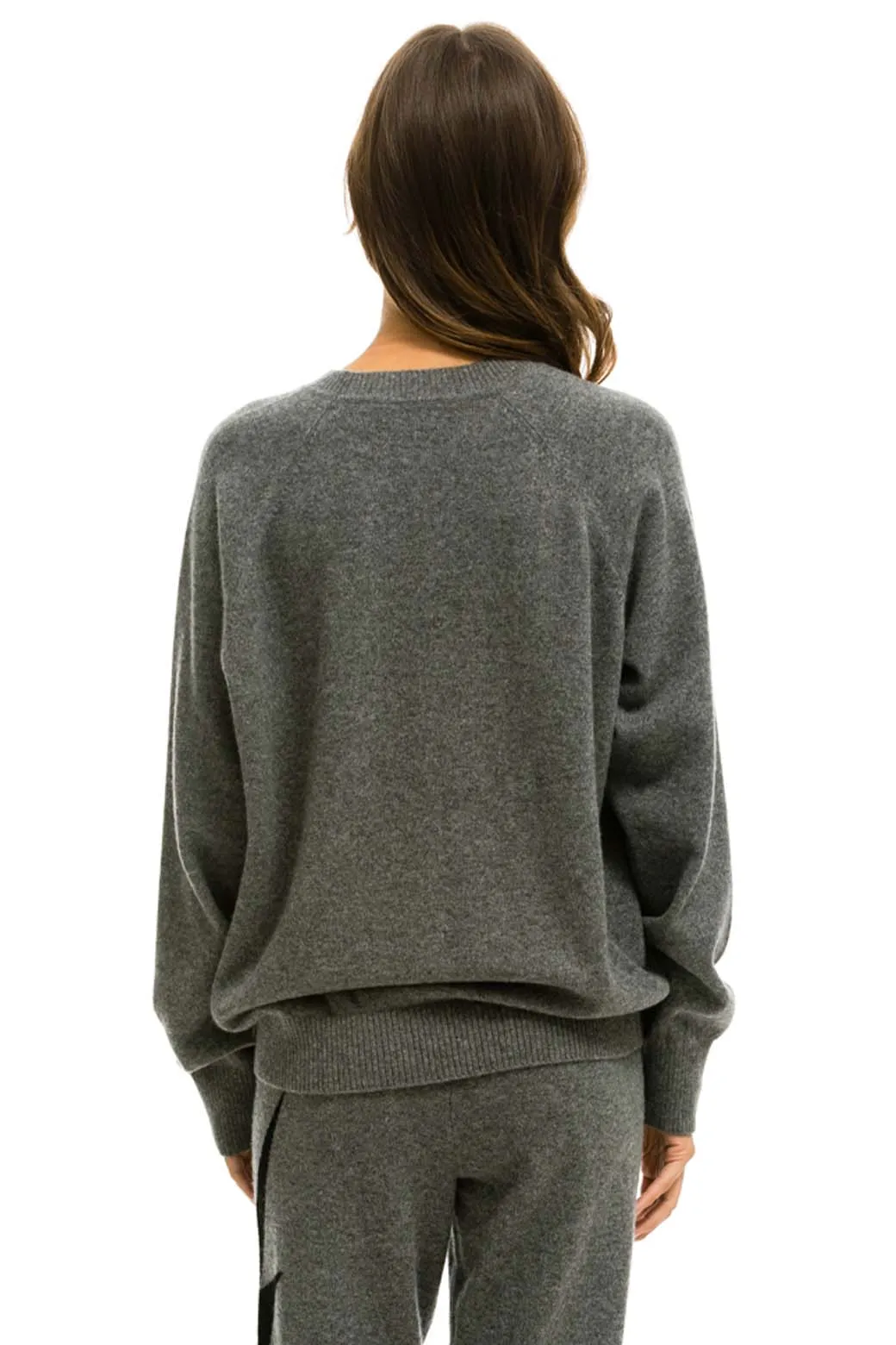 UNISEX BOLT CASHMERE LIGHT SWEATER - DEEP HEATHER // BLACK BOLT