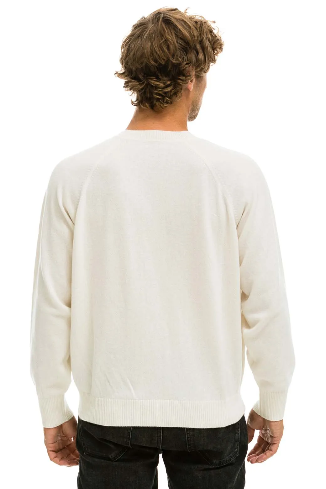 UNISEX BOLT CASHMERE LIGHT SWEATER - VINTAGE WHITE // BLACK BOLT