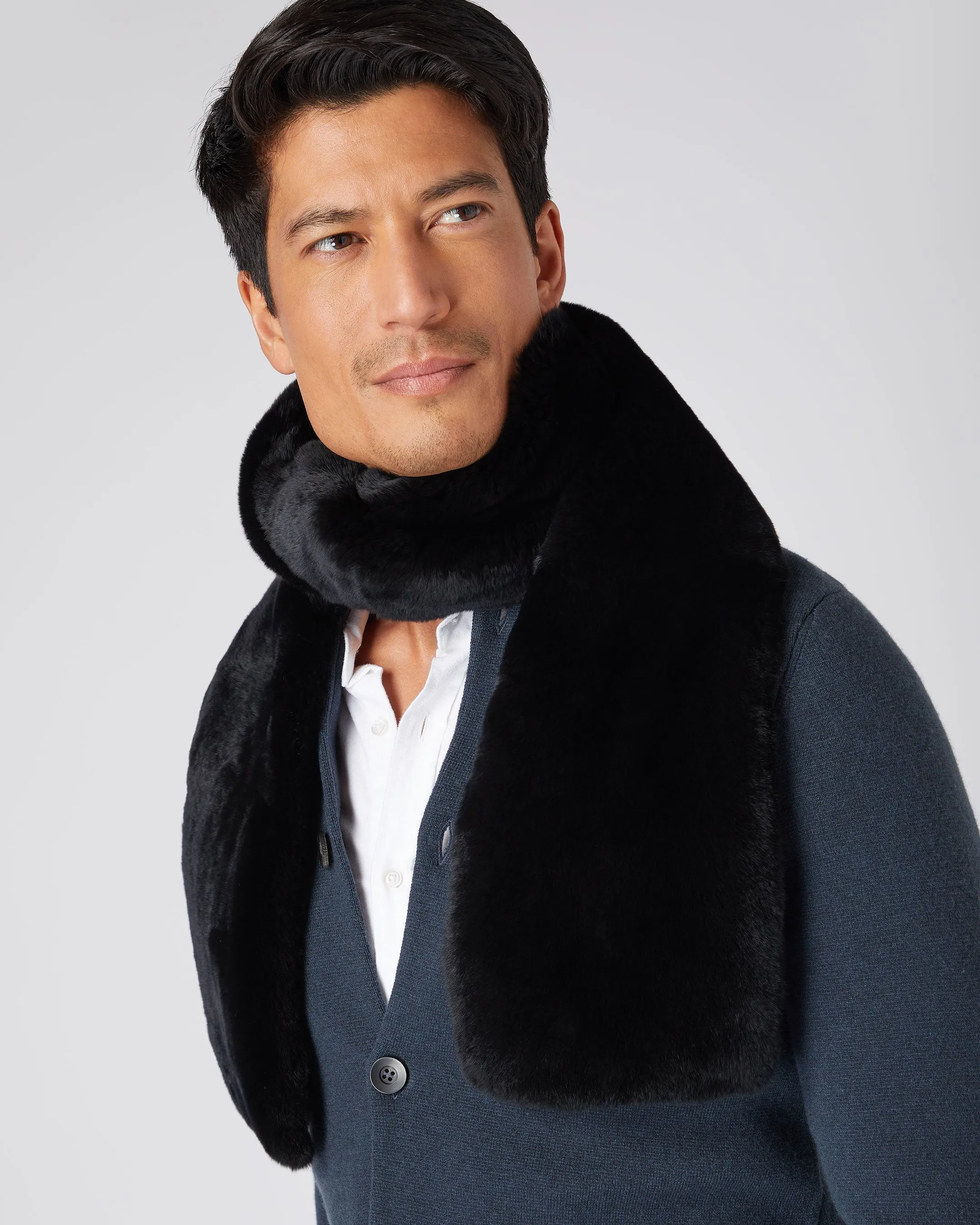 Unisex Long Fur Scarf Black