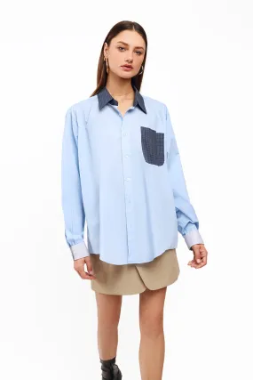 Upcycled Contrast Boyfriend Shirt by Vintabilia