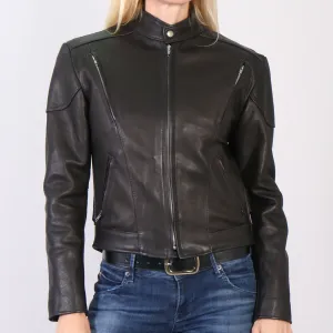 USA Made Ladies Vented Leather Jacket, JKL5001-HL