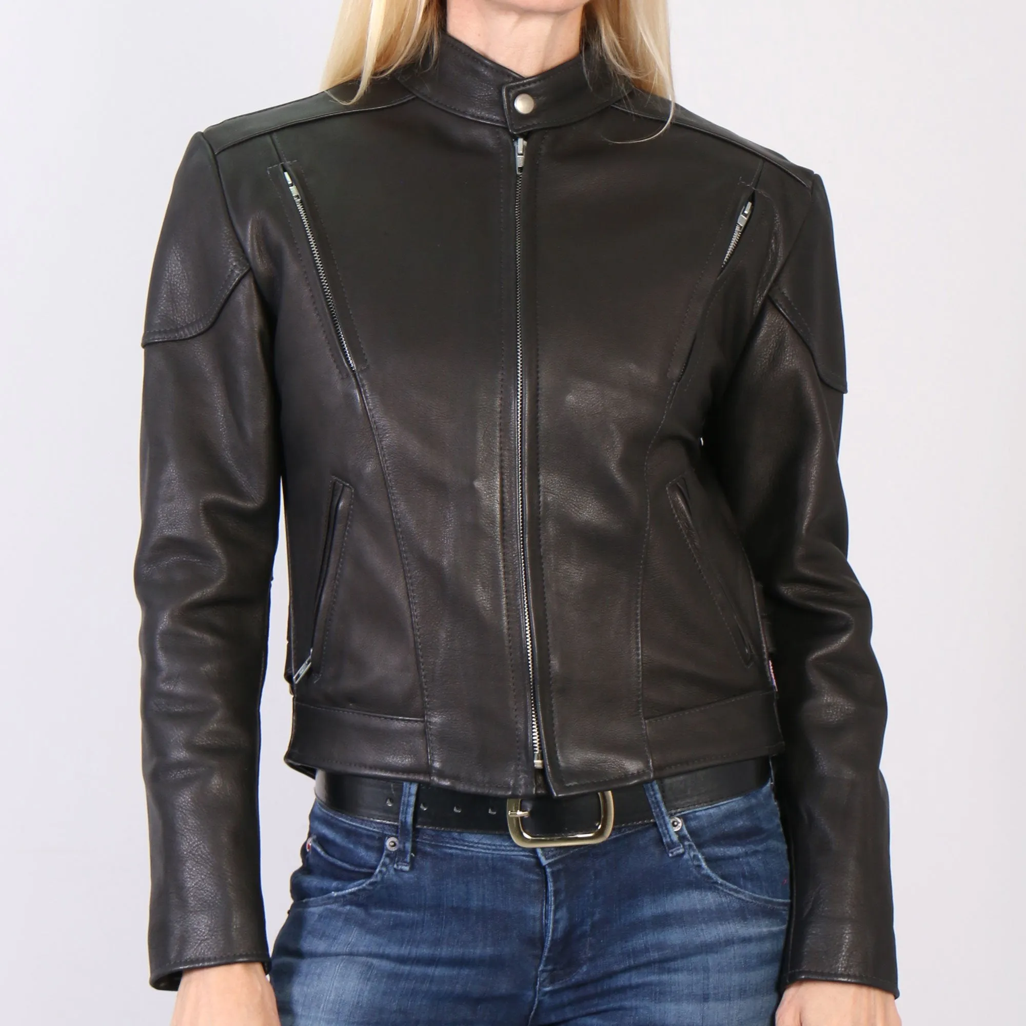 USA Made Ladies Vented Leather Jacket, JKL5001-HL