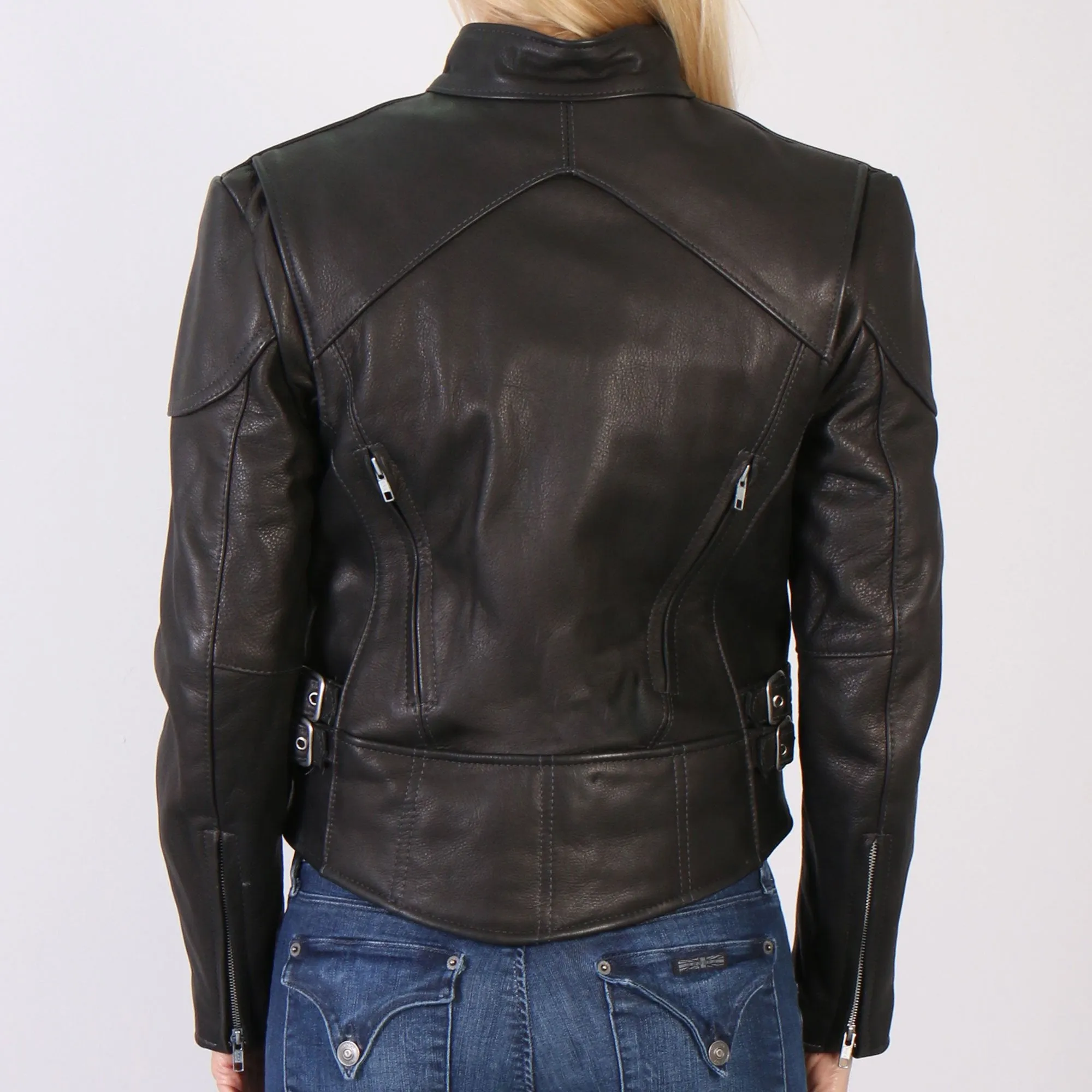 USA Made Ladies Vented Leather Jacket, JKL5001-HL