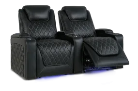 Valencia Oslo Leather Home Theater Seating Row of 2, Midnight Black