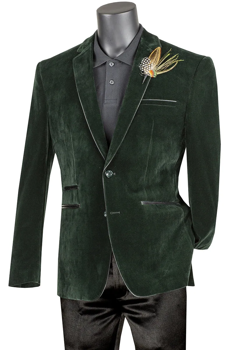 Vinci Slim Fit Velvet Sport Coat (Emerald) BS-02