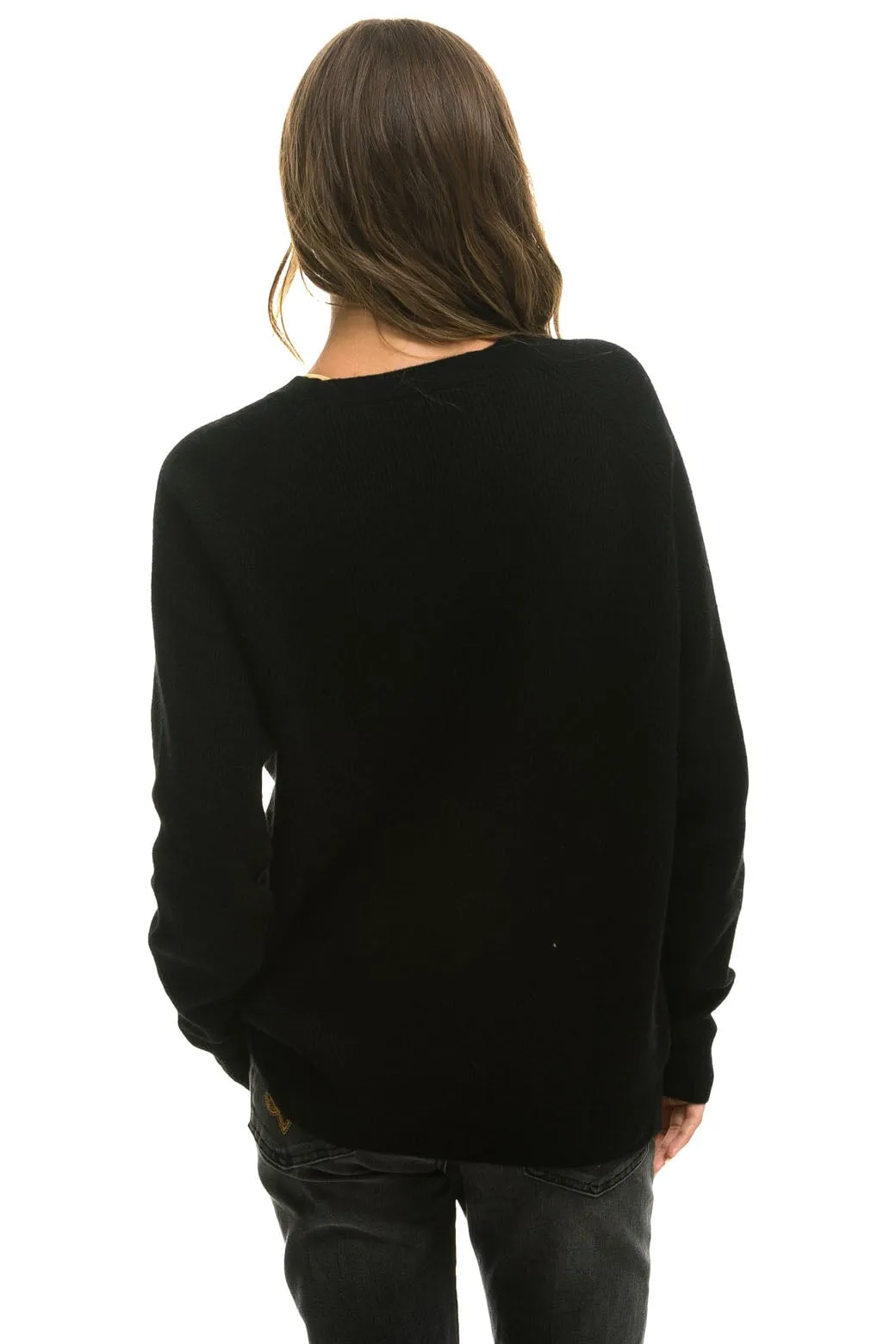 VINTAGE CABIN 2 UNISEX CASHMERE SWEATER - BLACK