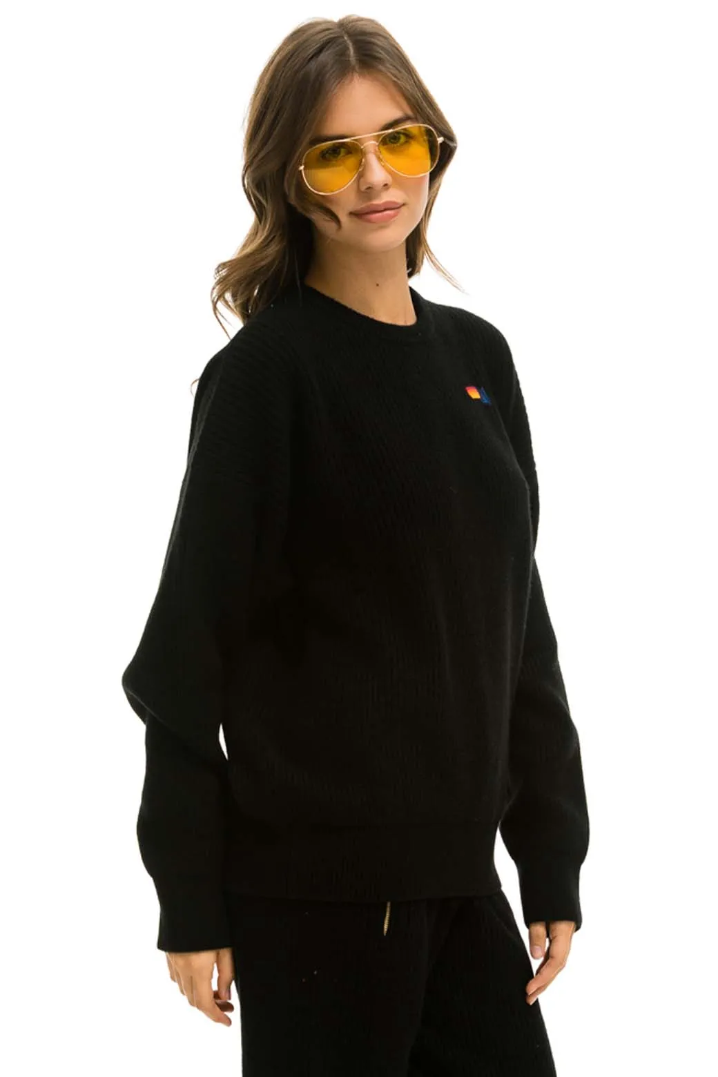 VINTAGE CABIN UNISEX CASHMERE SWEATER - BLACK