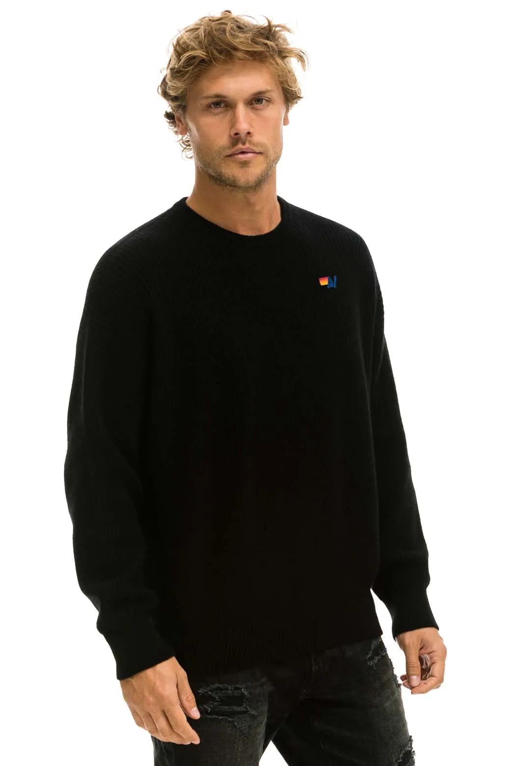 VINTAGE CABIN UNISEX CASHMERE SWEATER - BLACK