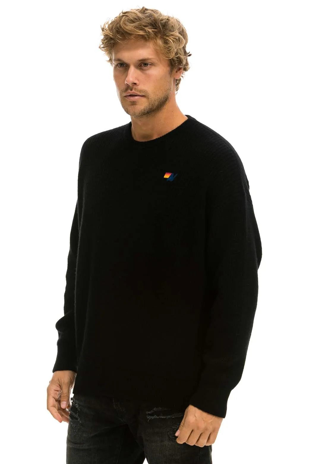 VINTAGE CABIN UNISEX CASHMERE SWEATER - BLACK