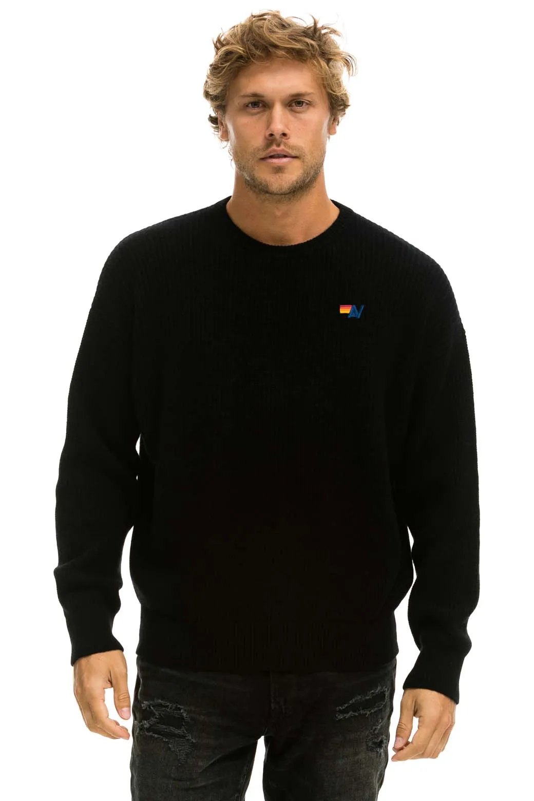 VINTAGE CABIN UNISEX CASHMERE SWEATER - BLACK