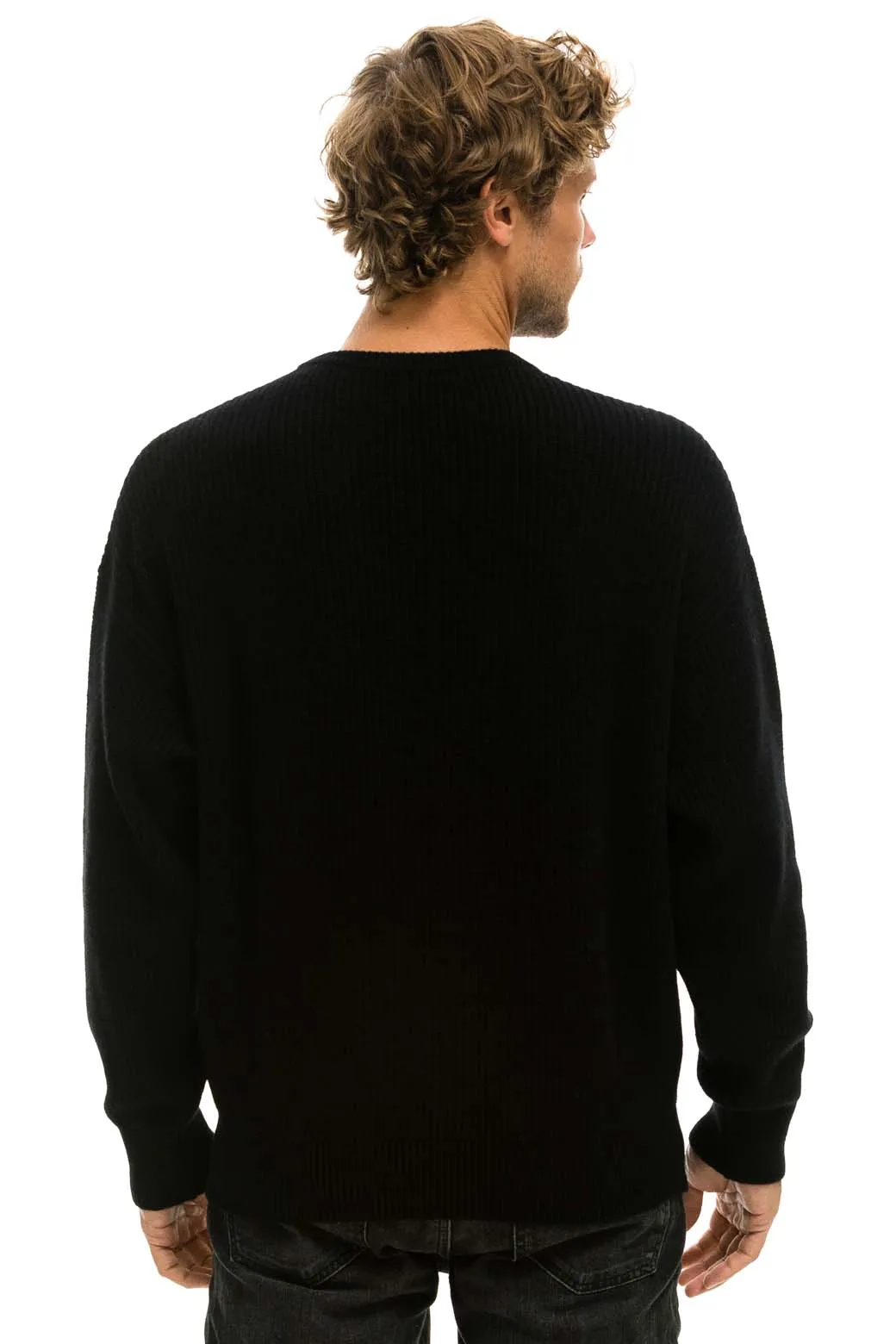 VINTAGE CABIN UNISEX CASHMERE SWEATER - BLACK