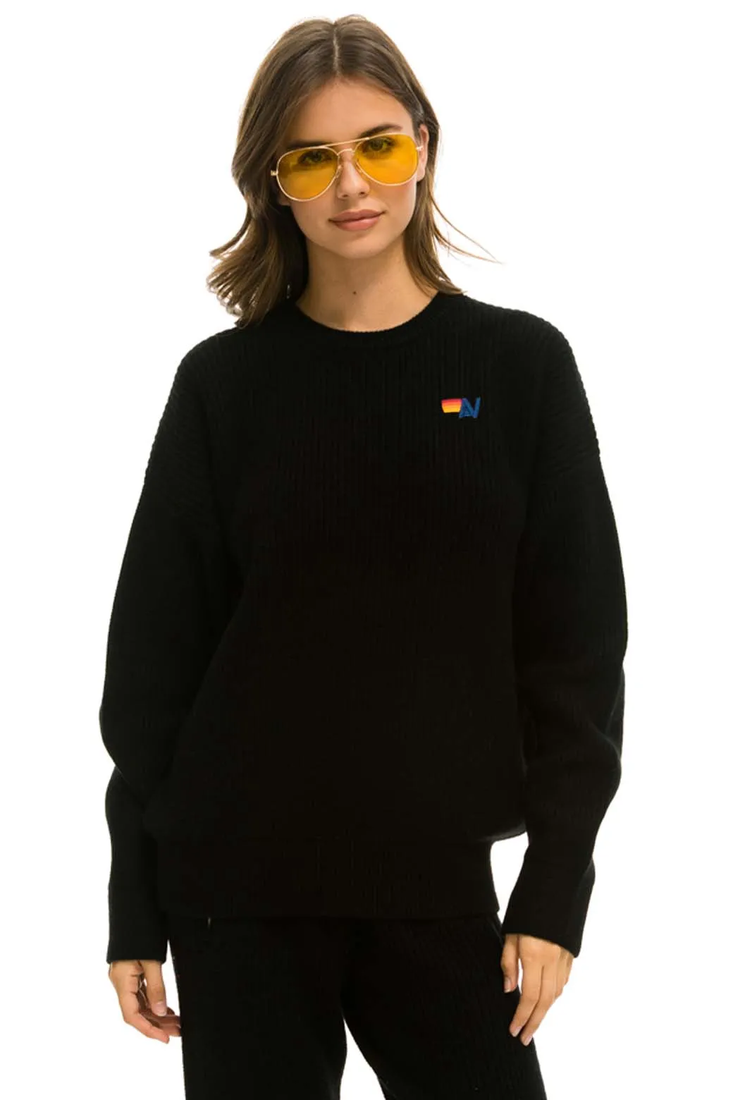 VINTAGE CABIN UNISEX CASHMERE SWEATER - BLACK