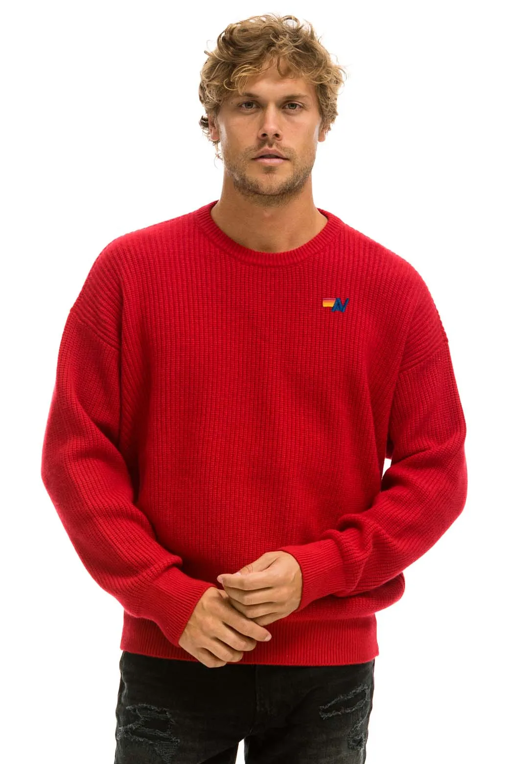 VINTAGE CABIN UNISEX CASHMERE SWEATER - CHERRY