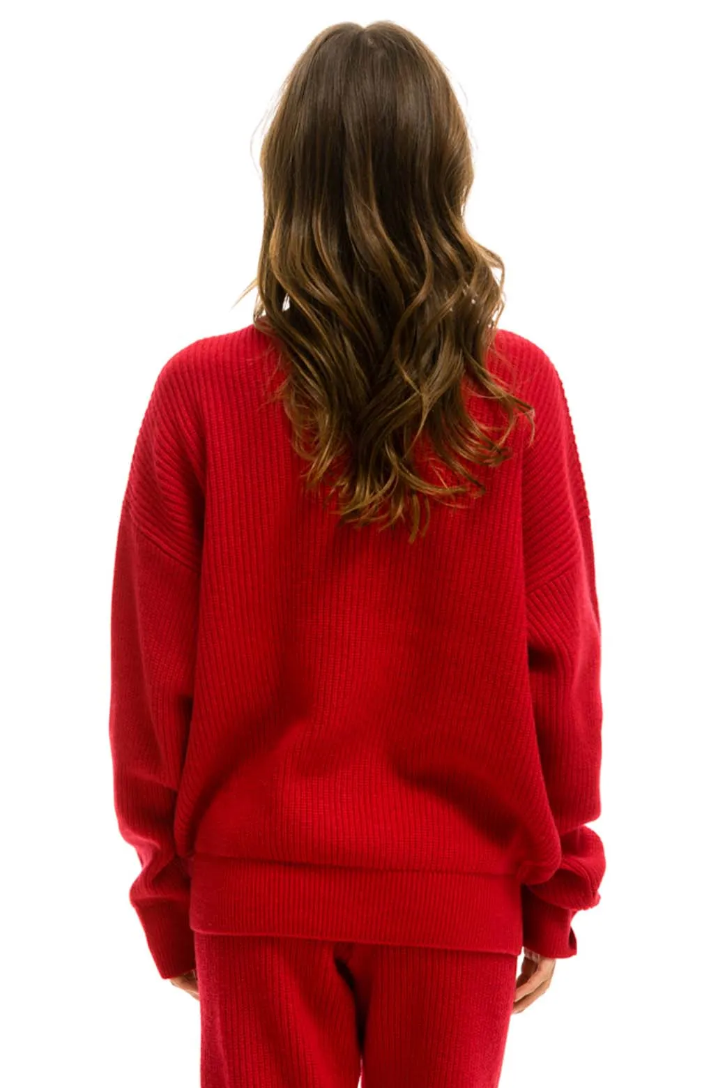 VINTAGE CABIN UNISEX CASHMERE SWEATER - CHERRY