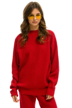 VINTAGE CABIN UNISEX CASHMERE SWEATER - CHERRY