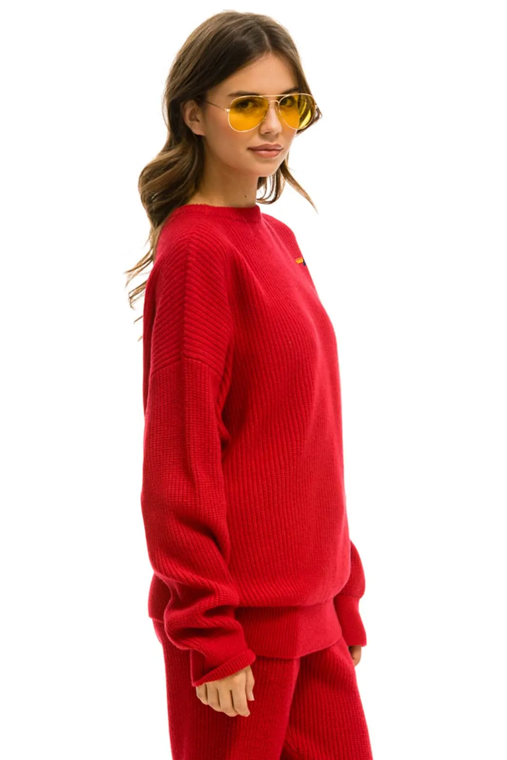 VINTAGE CABIN UNISEX CASHMERE SWEATER - CHERRY