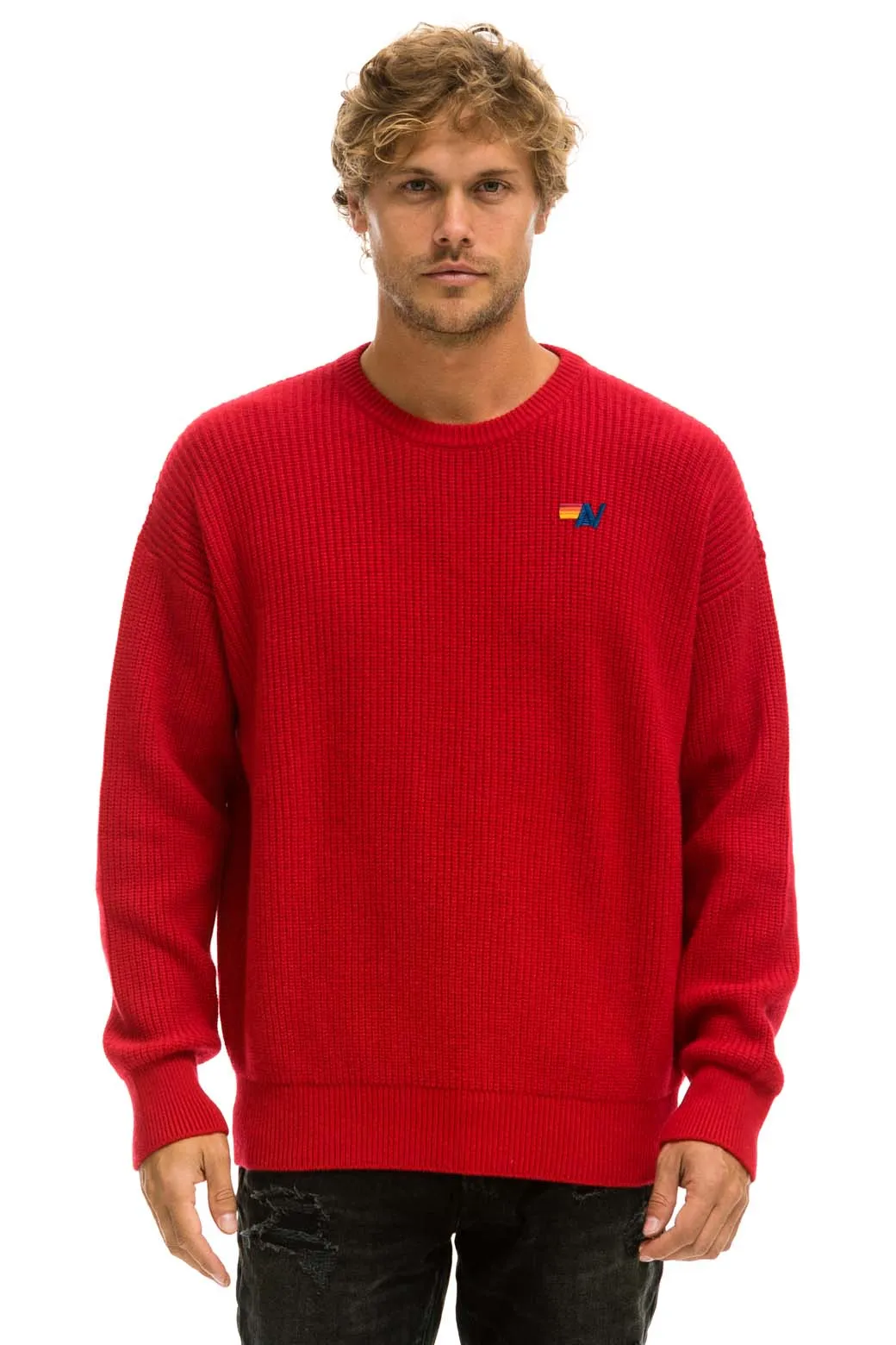 VINTAGE CABIN UNISEX CASHMERE SWEATER - CHERRY