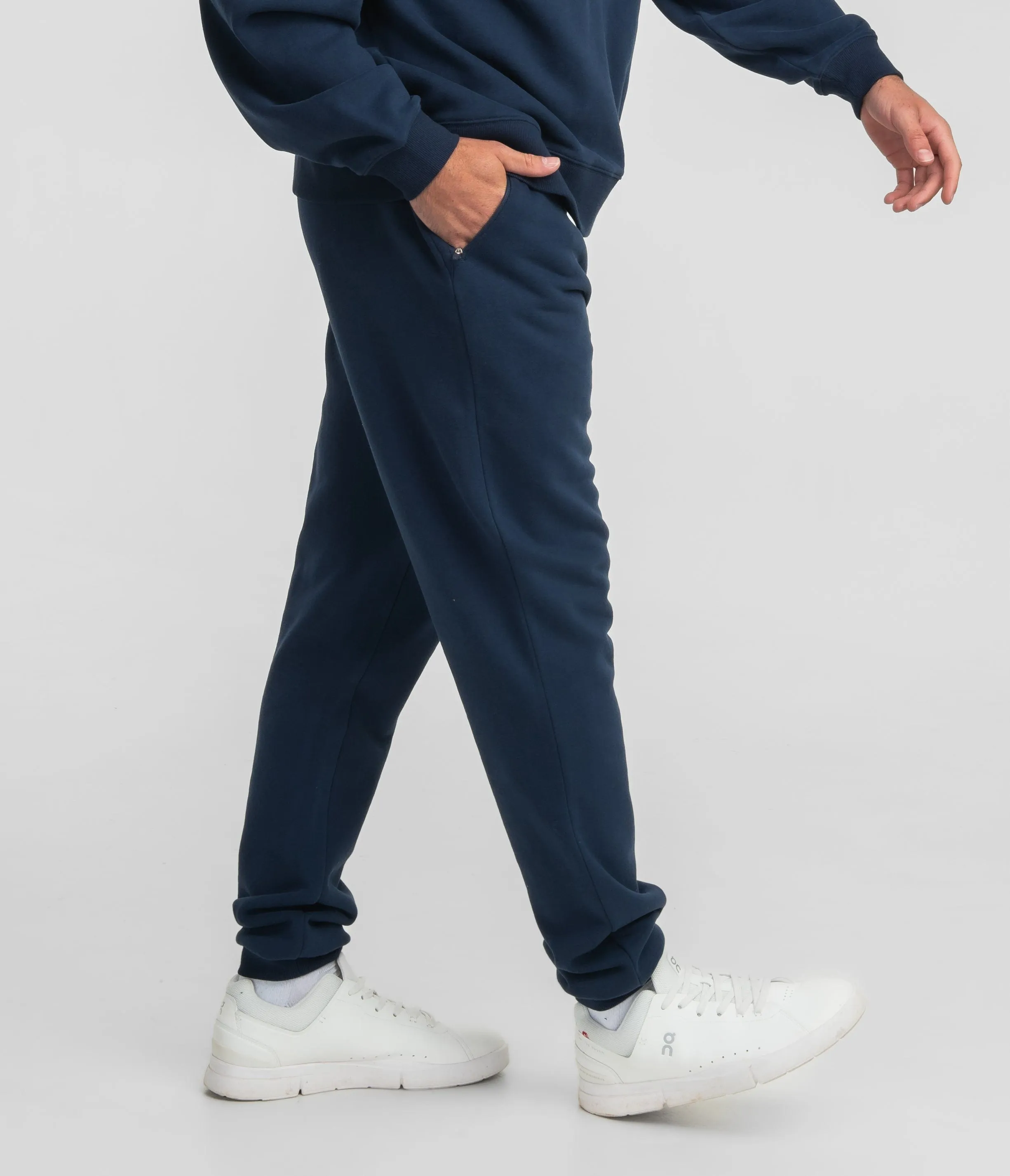 Washed Fleece Essential Sweatpants - Classic Navy