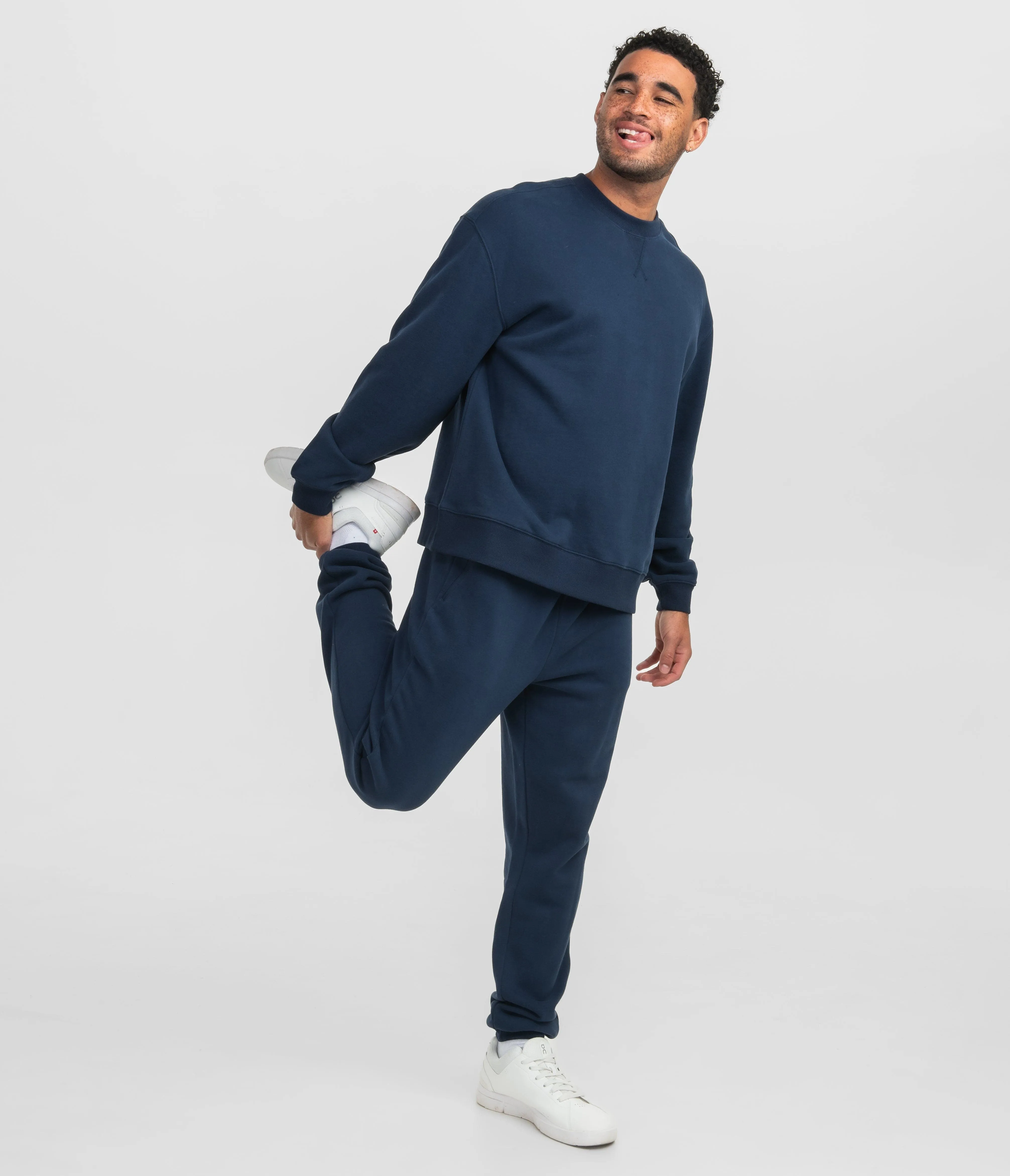 Washed Fleece Essential Sweatpants - Classic Navy