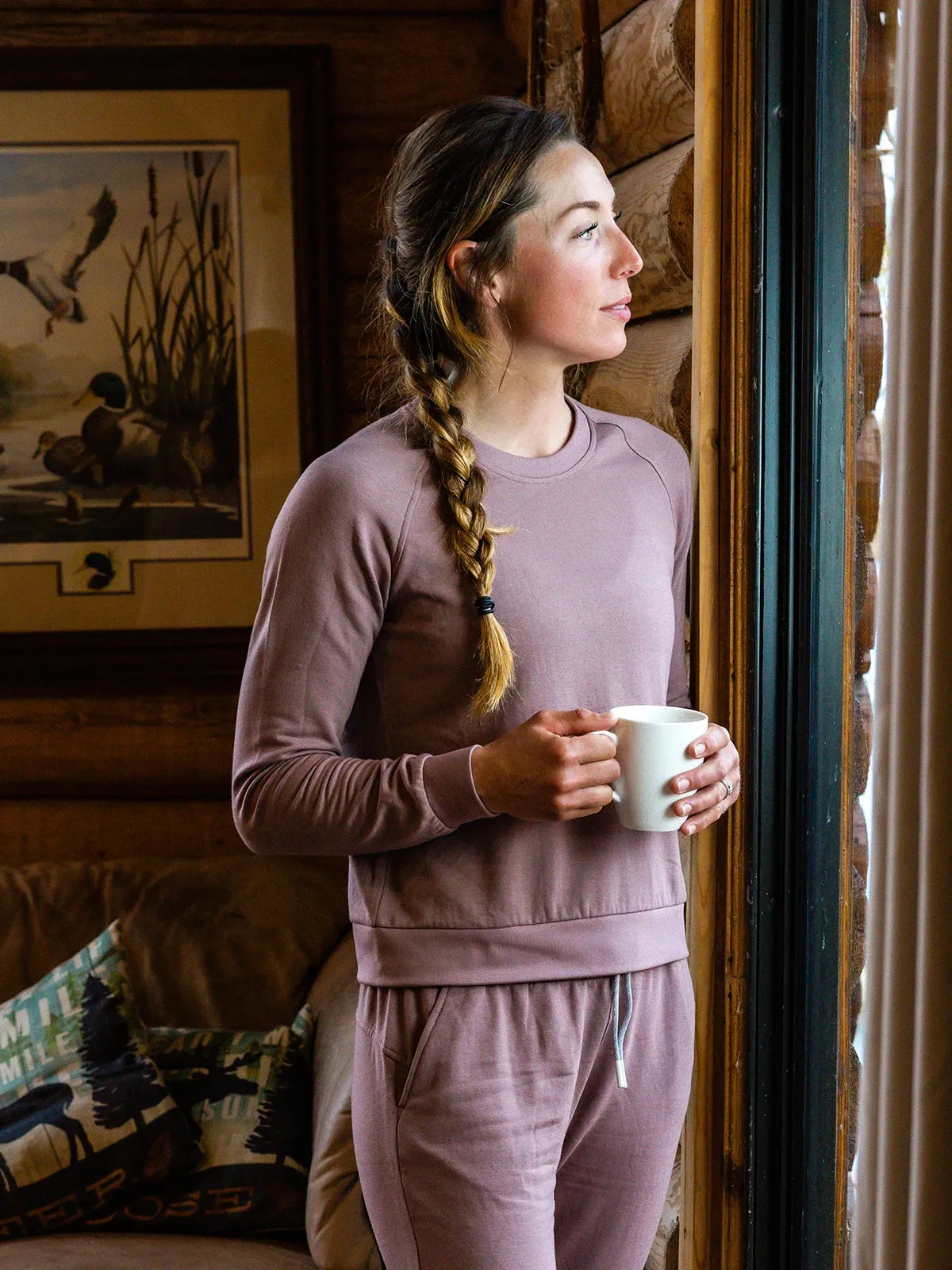 Women's Bamboo Lightweight Fleece Crew - Storm Cloud