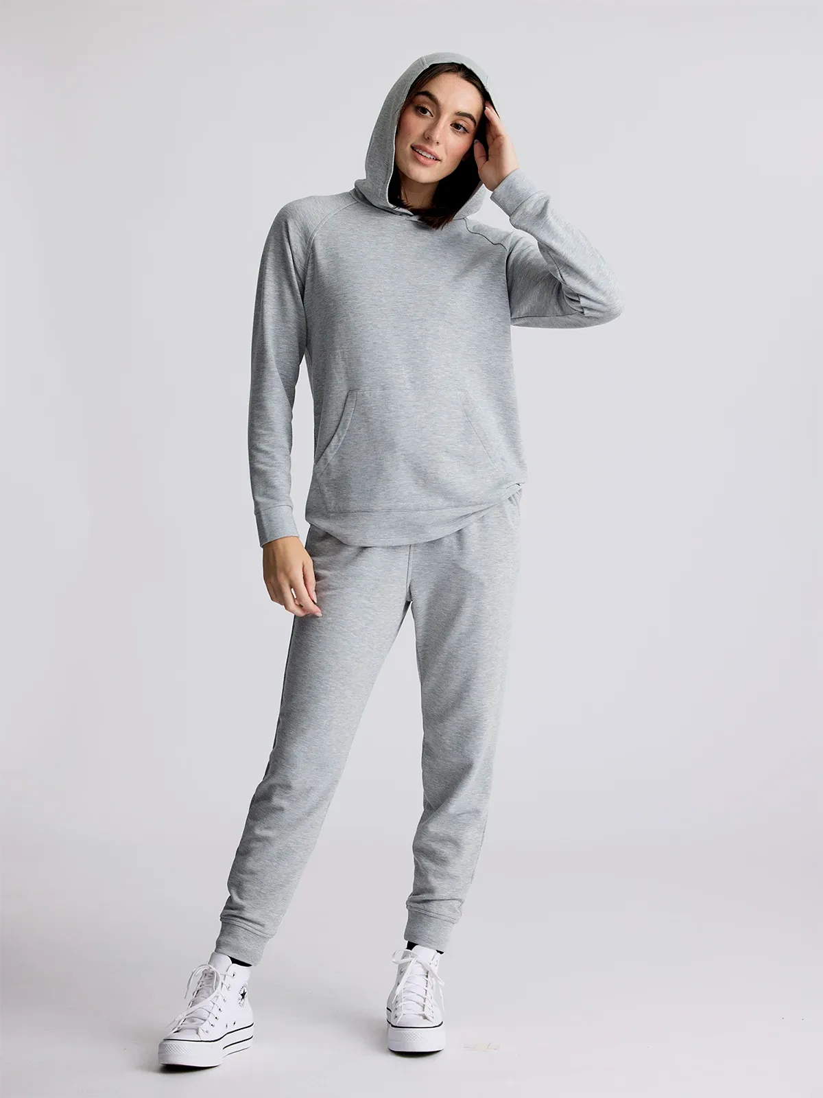 Women's Bamboo Lightweight Fleece Hoodie - Light Heather Grey