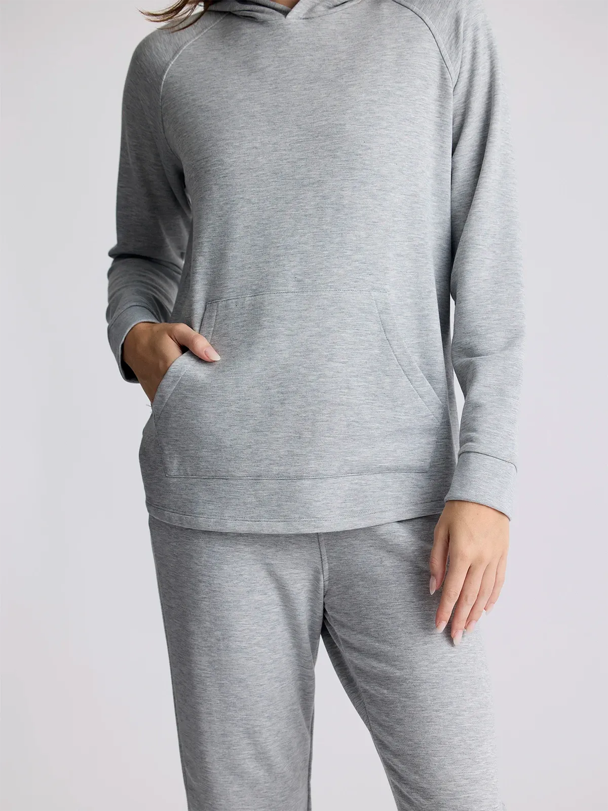 Women's Bamboo Lightweight Fleece Hoodie - Light Heather Grey