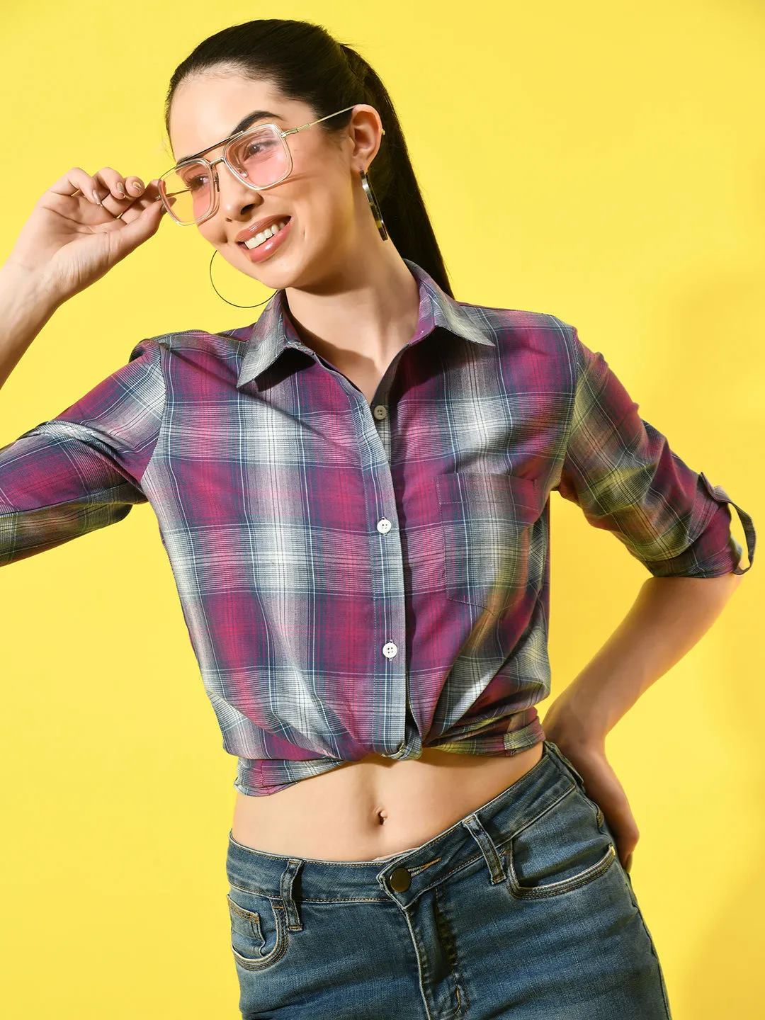 Womens Cotton Checked Shirt