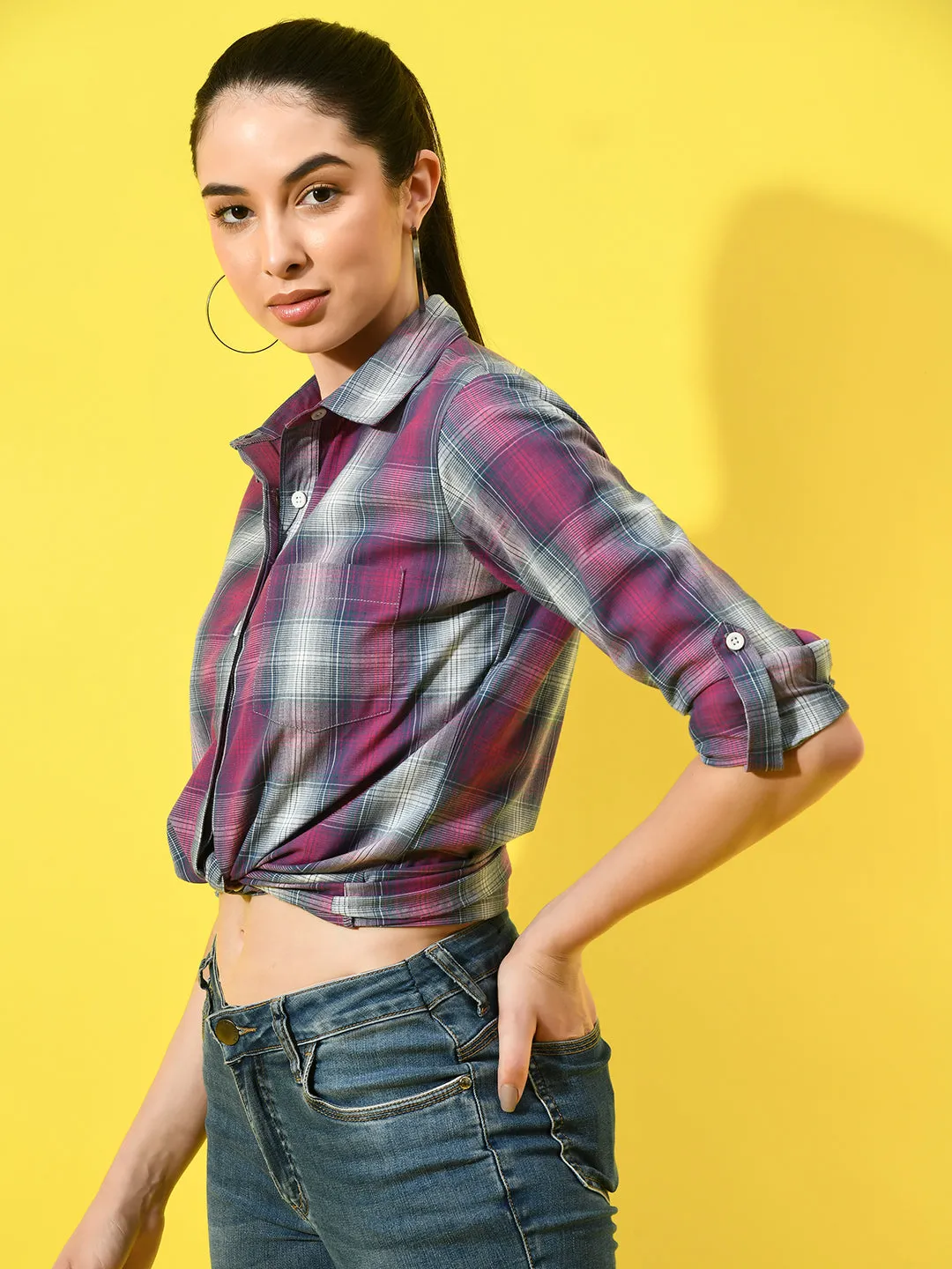 Womens Cotton Checked Shirt