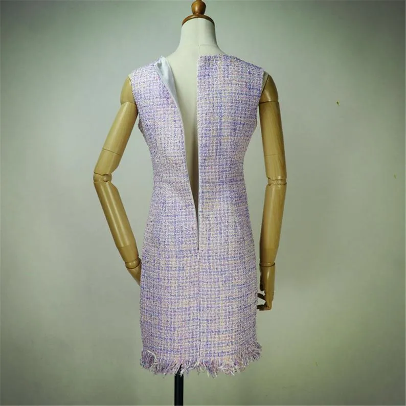 Women's Designer Inspired Purple Tweed Blazer Suit